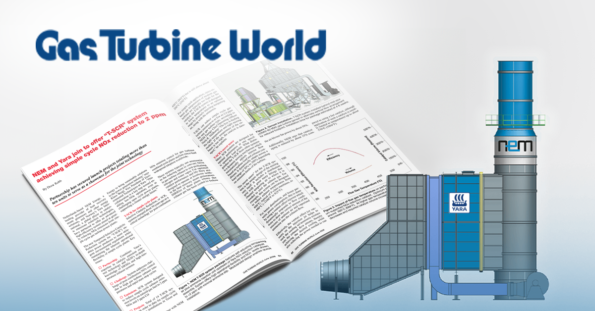 NEM and Yara featured in Gas Turbine World for innovative T-SCR technology